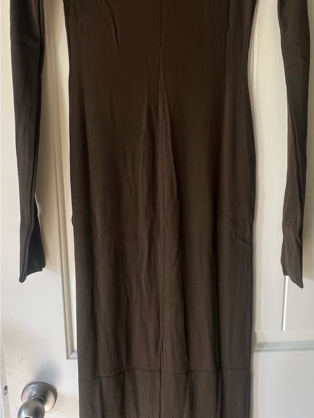 NWT moss green cotton modal Long Sleeve Crewneck Maxi Dress - Picture 11 of 12